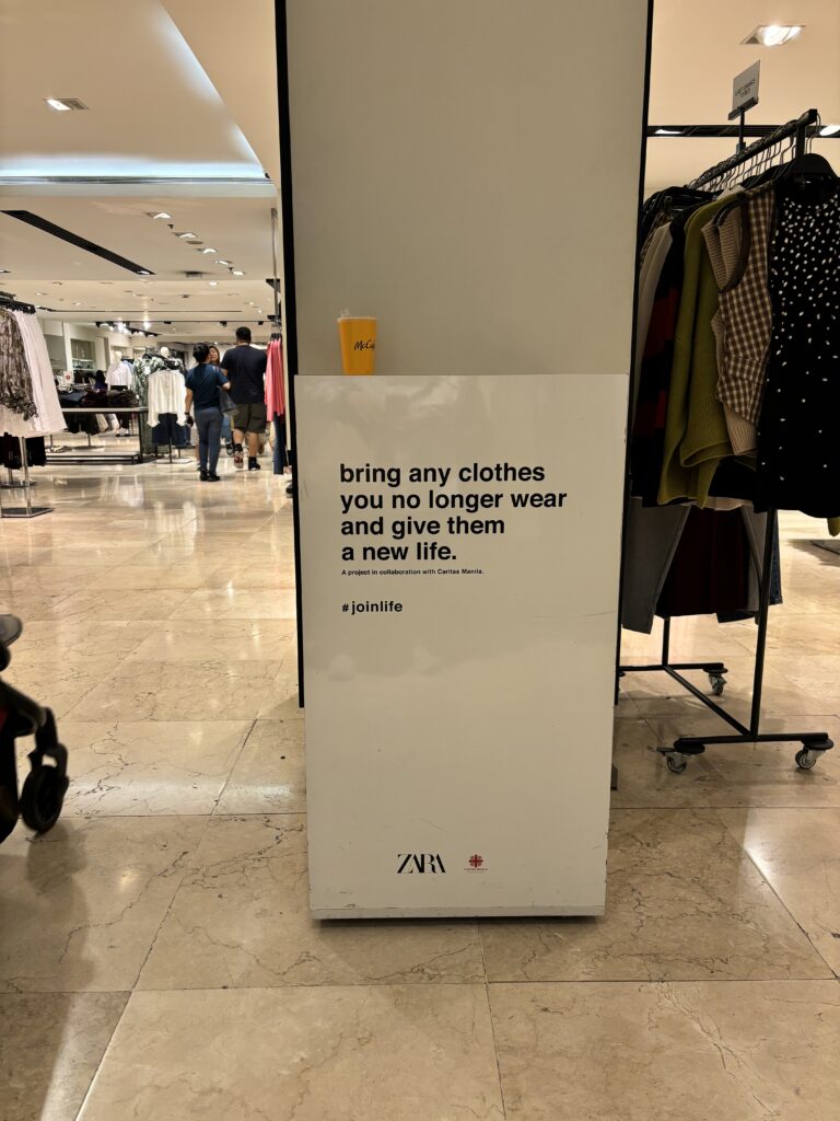 caritas manila drop box at Zara Glorietta